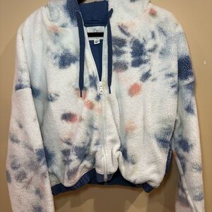 Aerie Blue and Orange Utility Jacket with Tie-Dye Effect